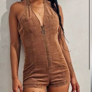 Cory corduroy zip front romper
